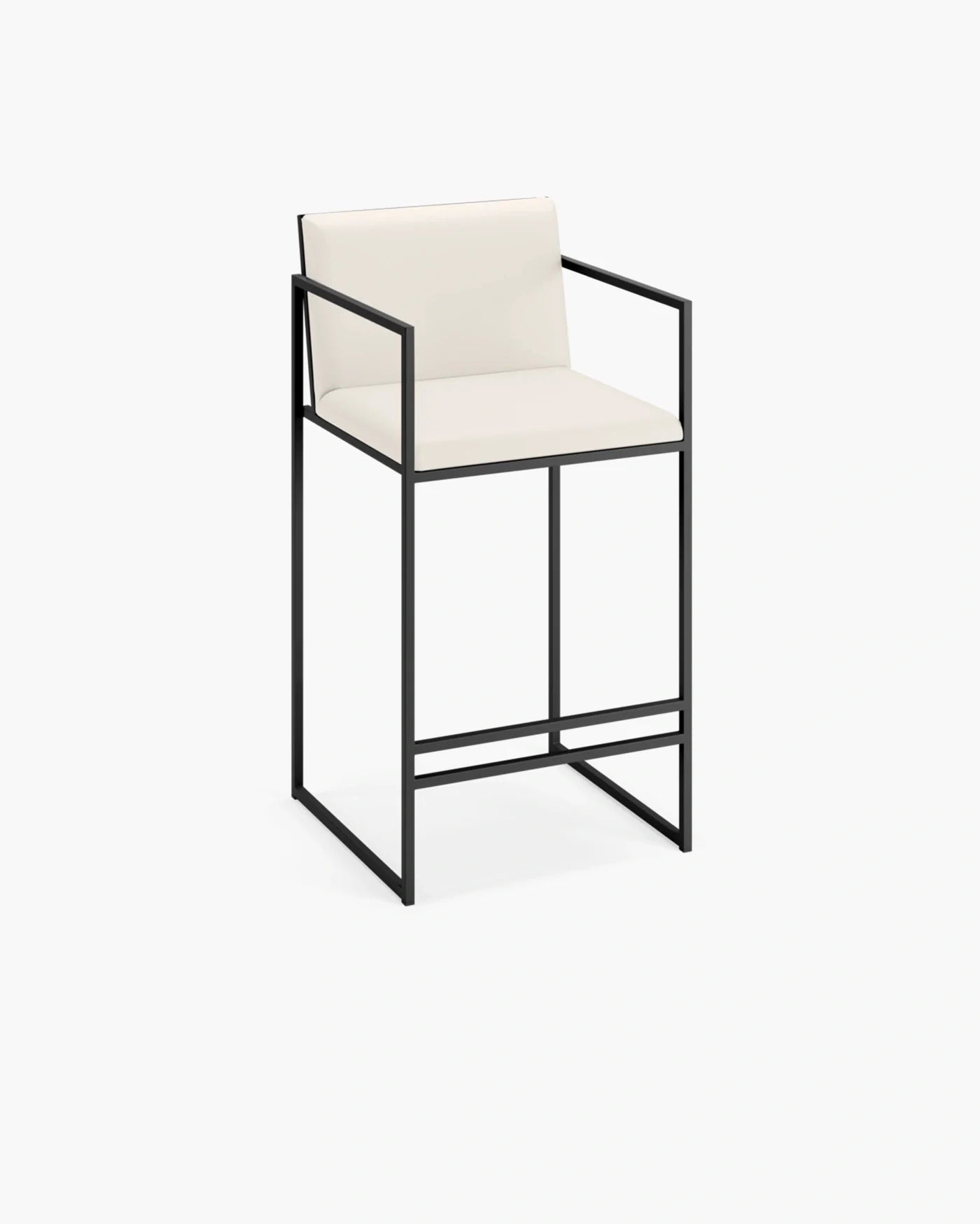 Bruno bar stool in black with sand leather seat, Nordic design perfect for kitchen islands and open-plan dining.